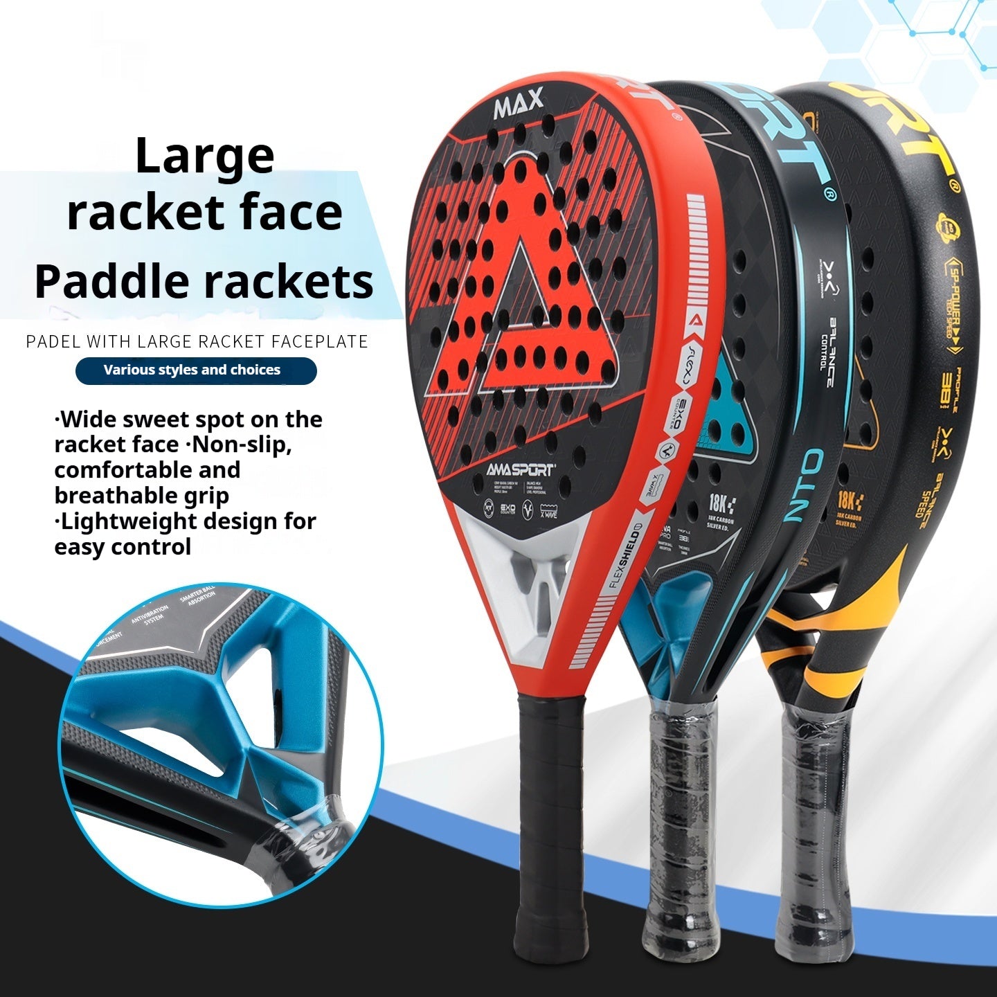 Raquette de tennis en fibre de carbone Cage Style