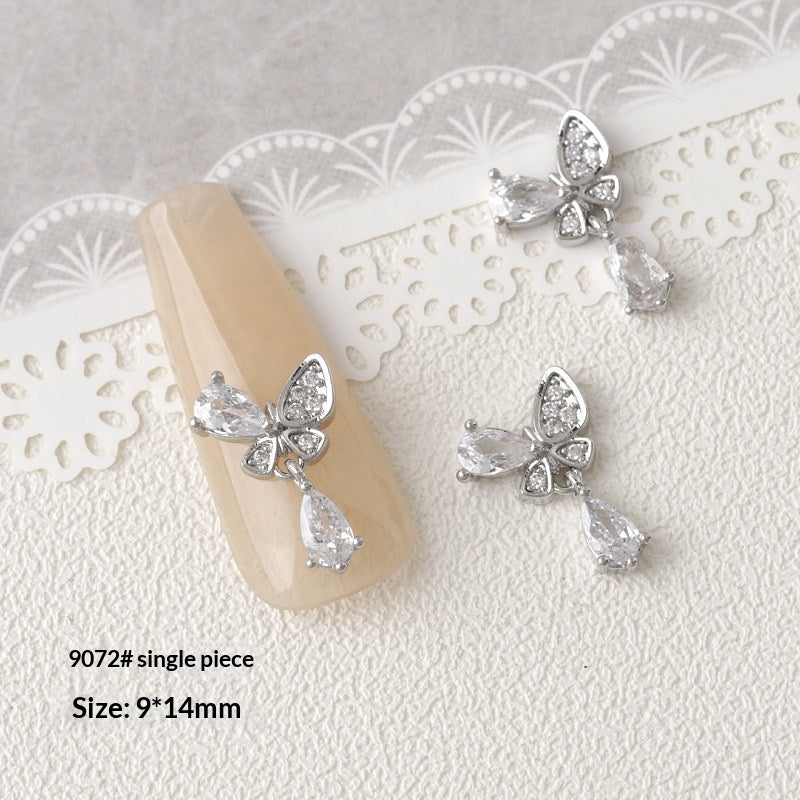 Argent Zircon Bow Nail Art Accessoires