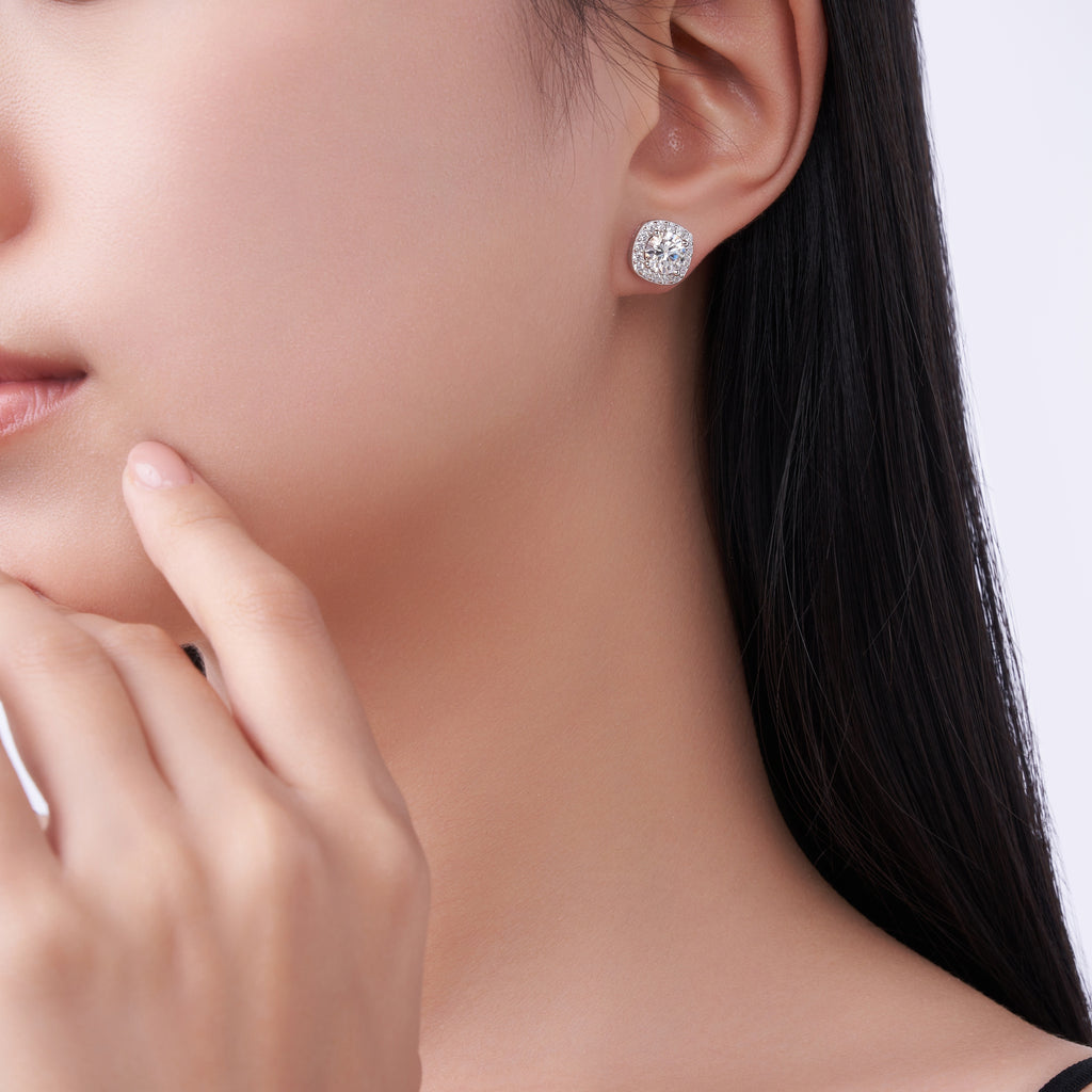 S925 Boucles d'oreilles en argent sterling 3ct D-VVS1 Moissanite Sterling