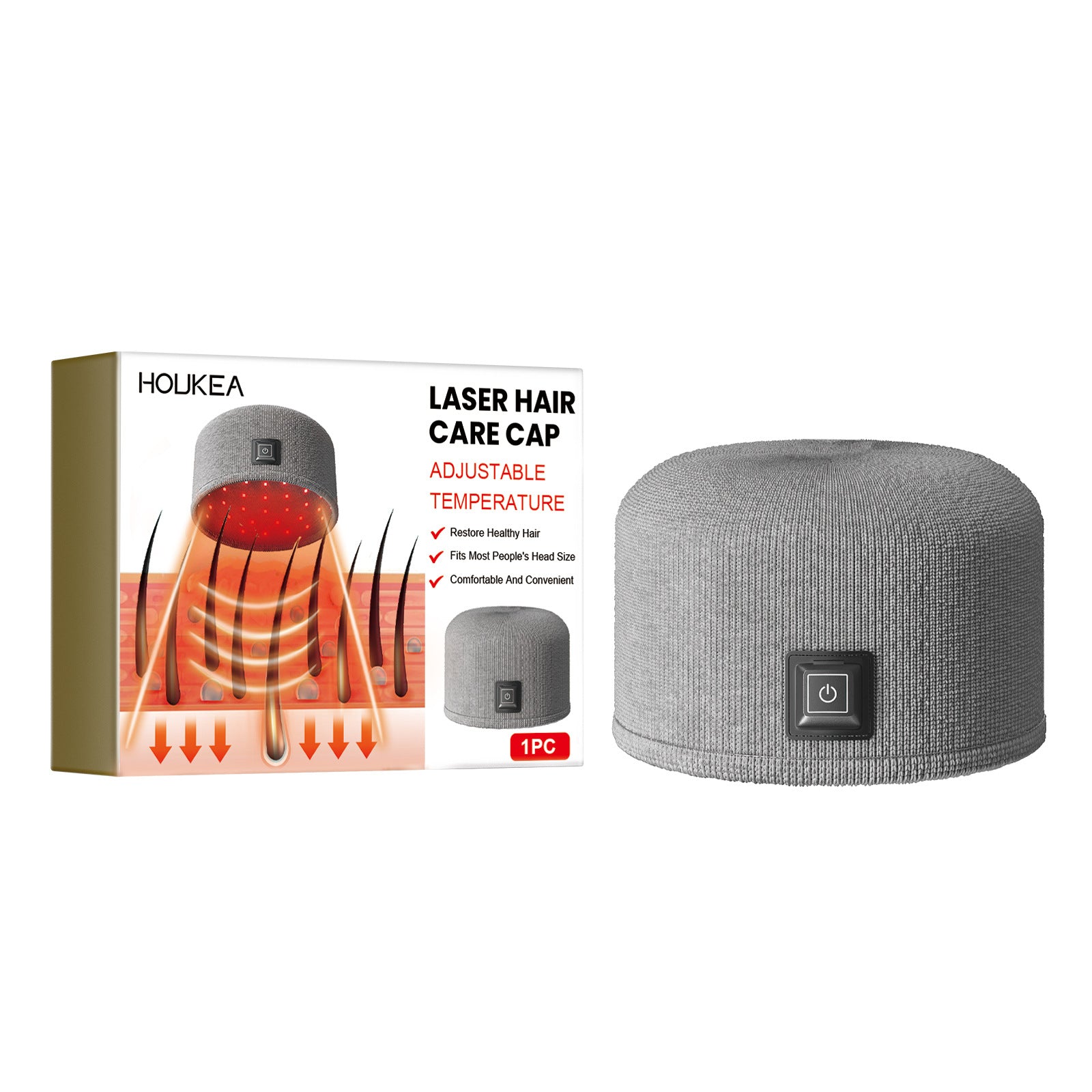 Huukea Dense Toupee Réparation des cheveux Manique épais cheveux fixation tête Massage soins chauffage Ca
