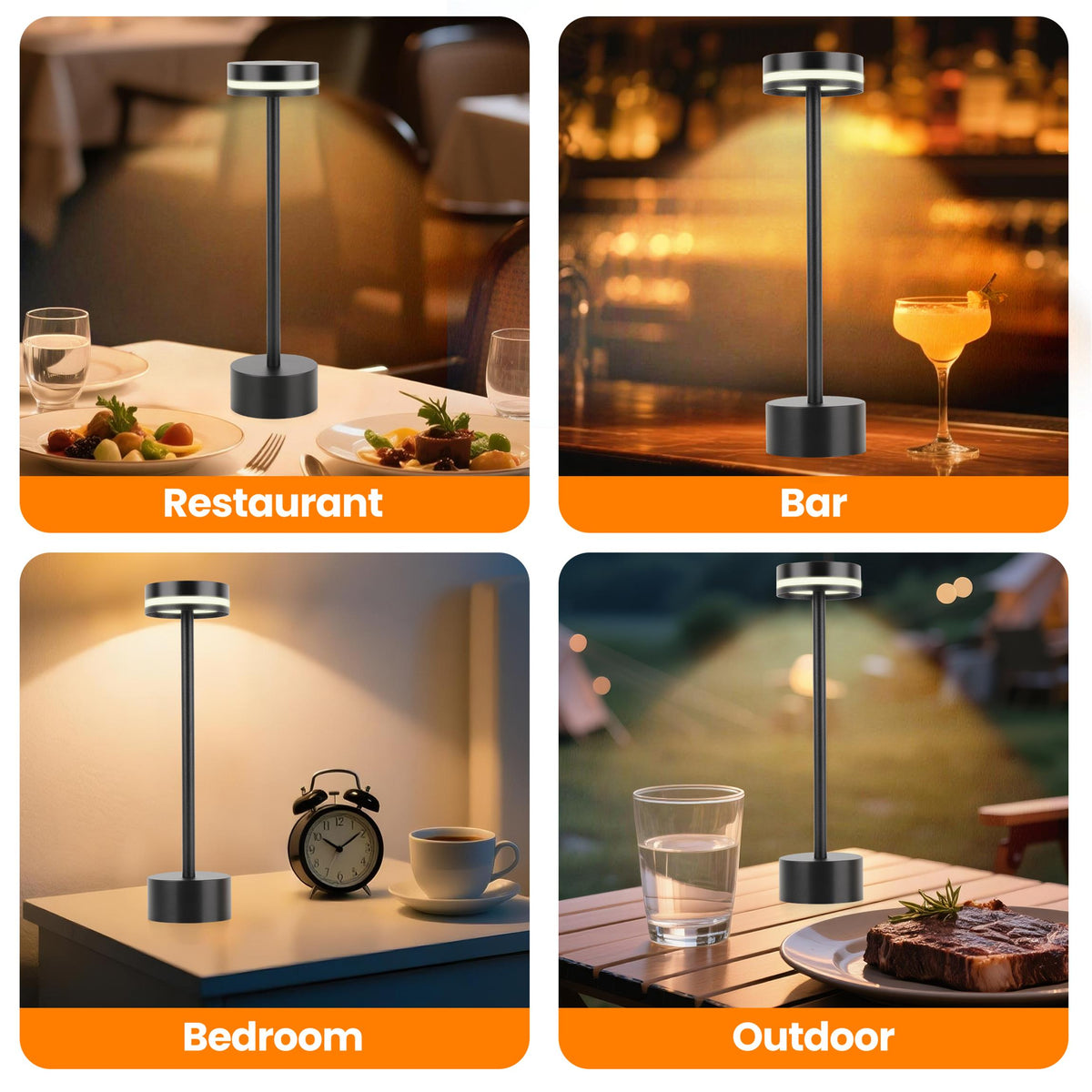 Lampe de table sans fil LED 2pcs