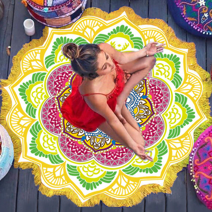 Tapis de yoga pour serviettes de bain rondes en polygone
