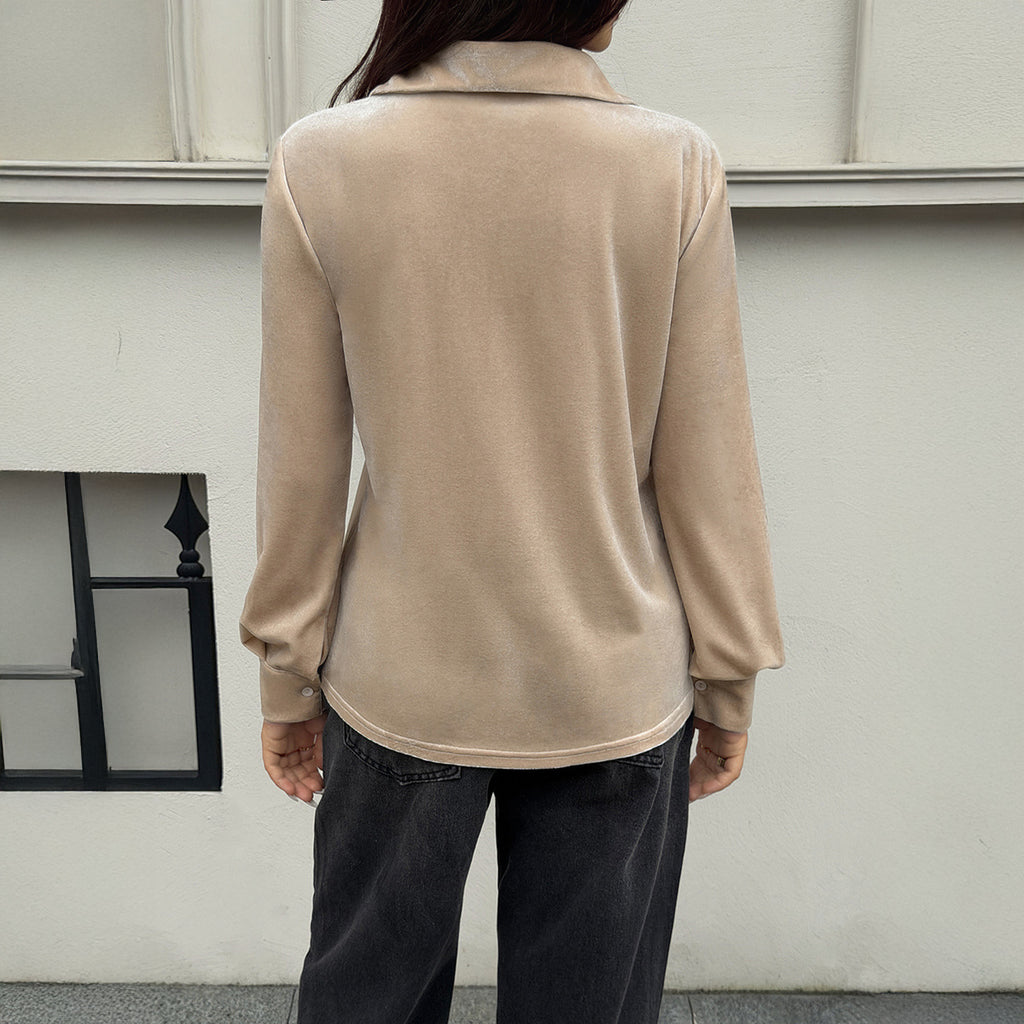 Blouse de poche à manches simples pour femmes