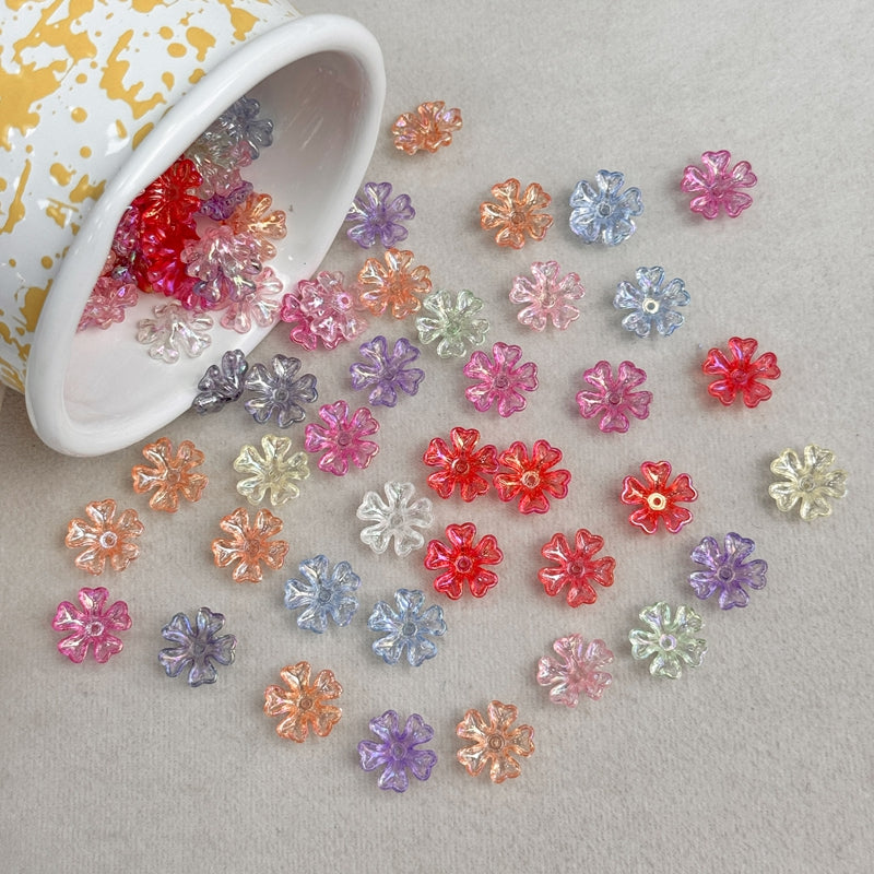 Perles de fleurs en acrylique 5-Petal