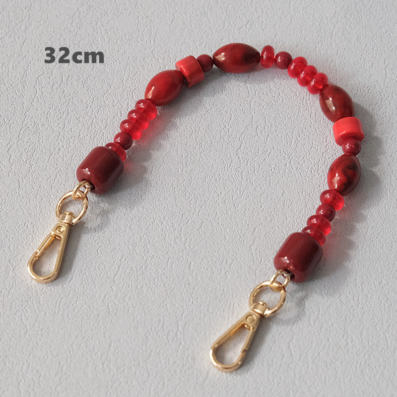 Accessoire à chaîne de perles rouges à la mode Crossbody Lanyard Bag