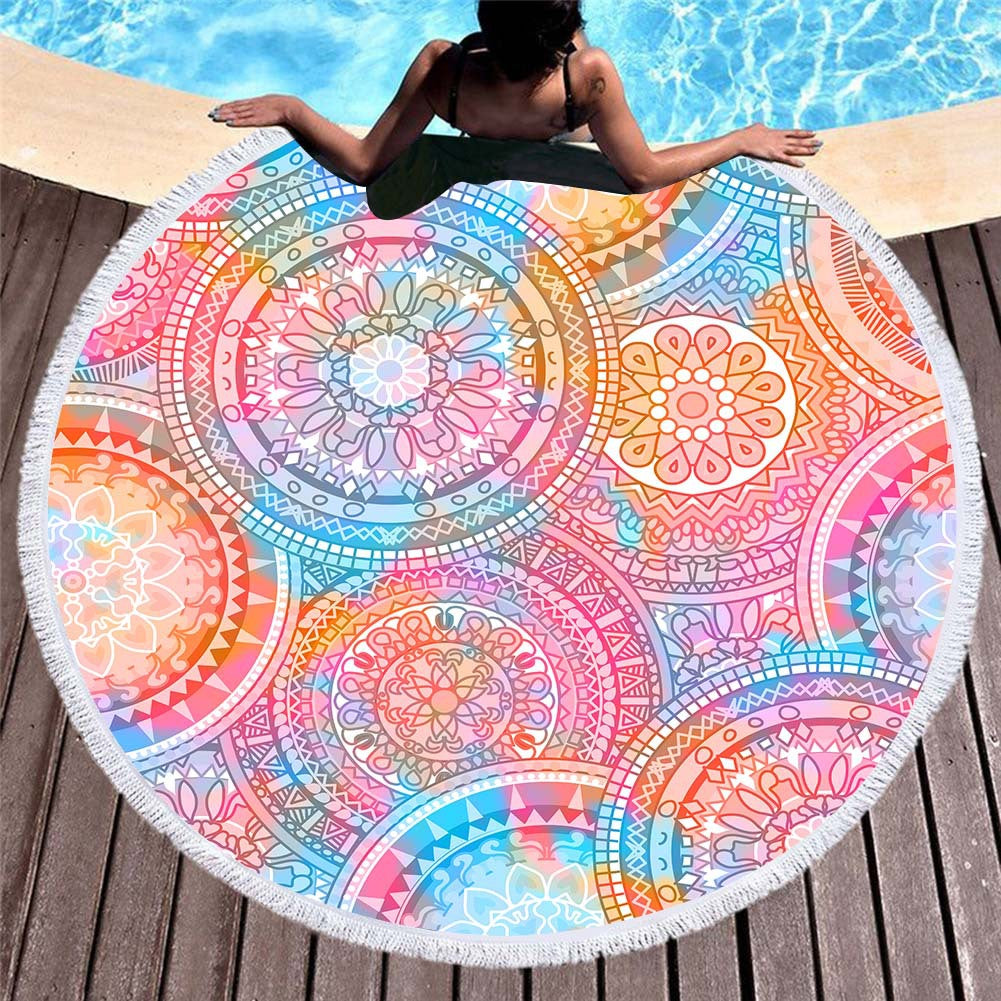 Macharo circulaire serviette de plage microfibre impression numérique serviette de plage