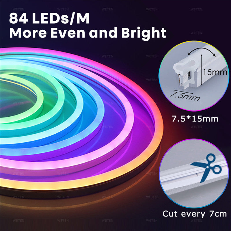 12V LED bande de lumière flexible néon avec pleine couleur lumière de flux