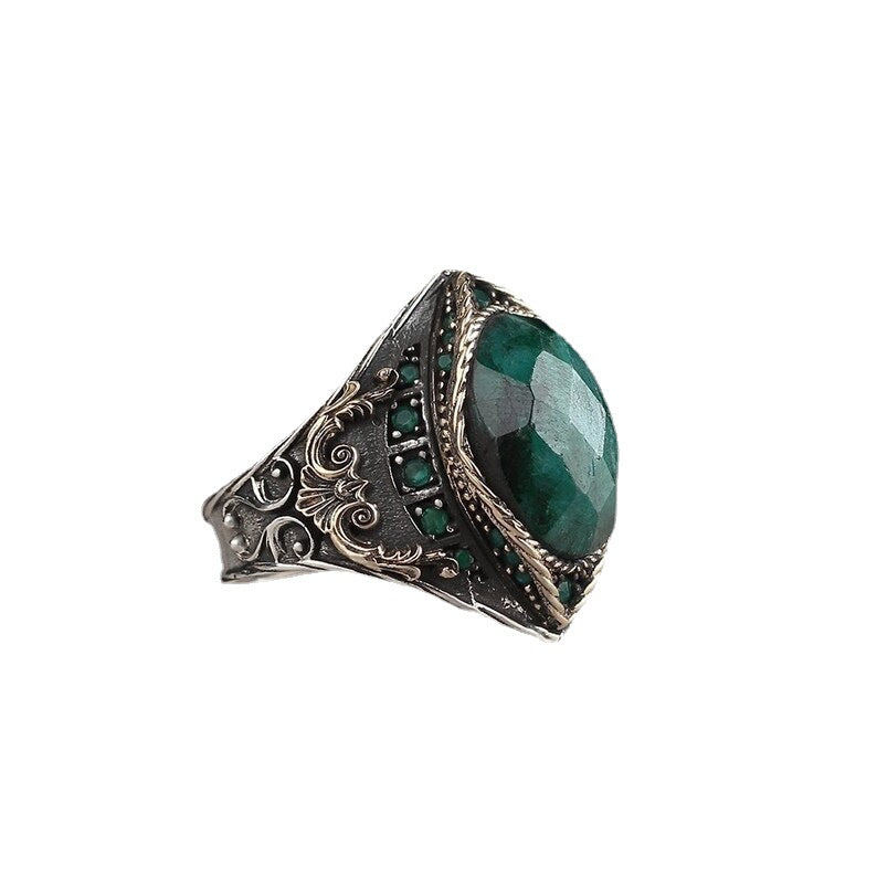 Inlaid Sea Blue Zircon Anneau de mode européen et américain