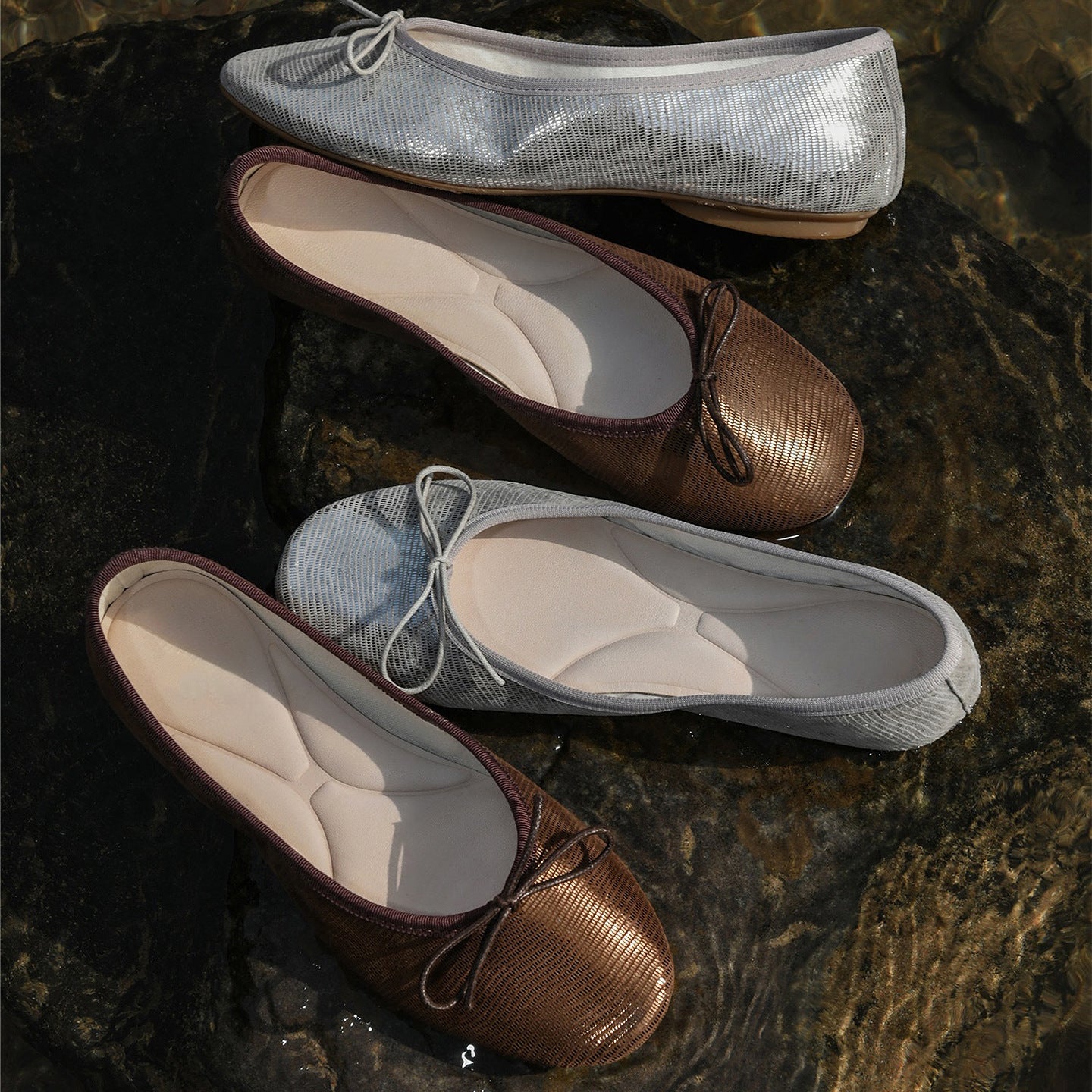 Chaussures plates polyvalentes pour femmes à nœuds d'eau