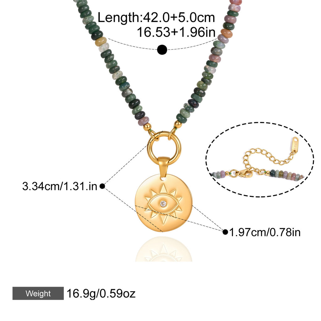 Collier en acier titane pierre naturelle léger de luxe et style de niche