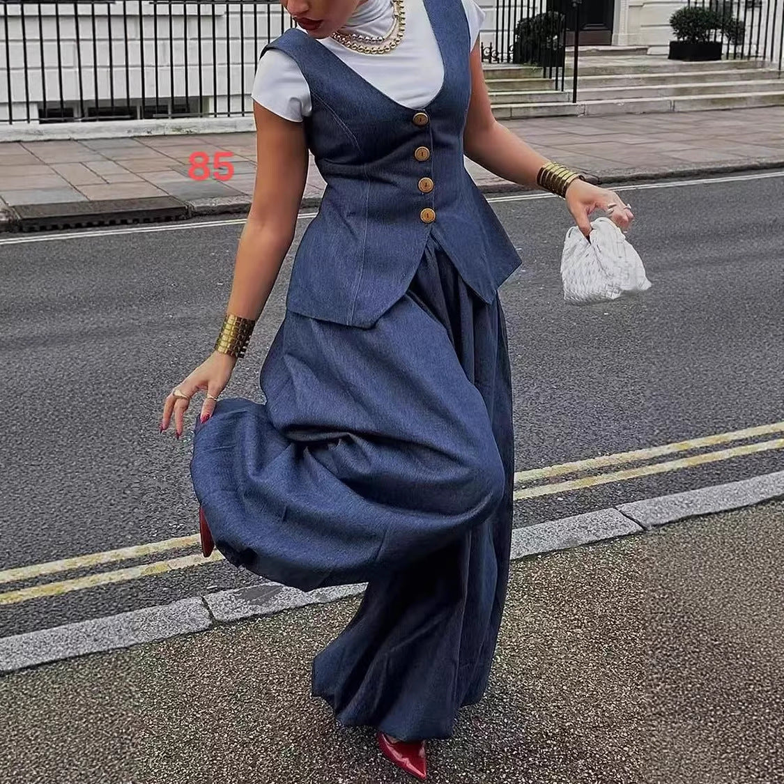 Costume de denim rétro pour femmes