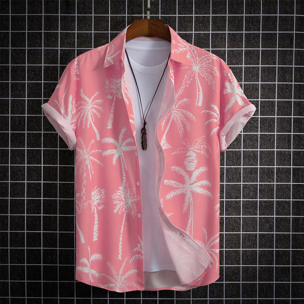 Chemise homme manches courtes Impression numérique 3D Hawaiian Trendy Cardigan Shirt