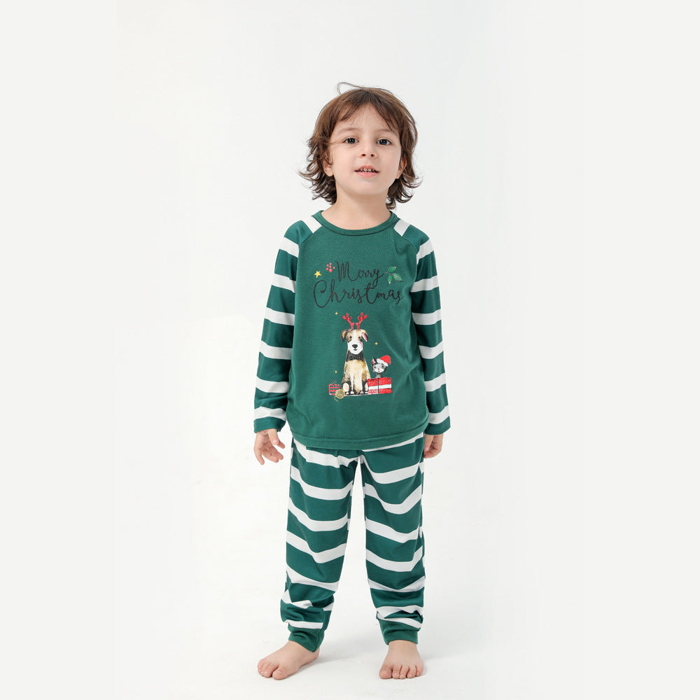 Famille European and American Christmas Parent-child Printed Pajamas Set