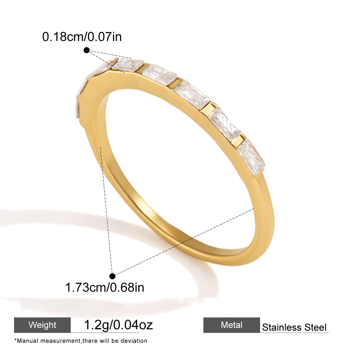 Zircon Anneau en acier inoxydable Niche et design minimaliste sophistiqué