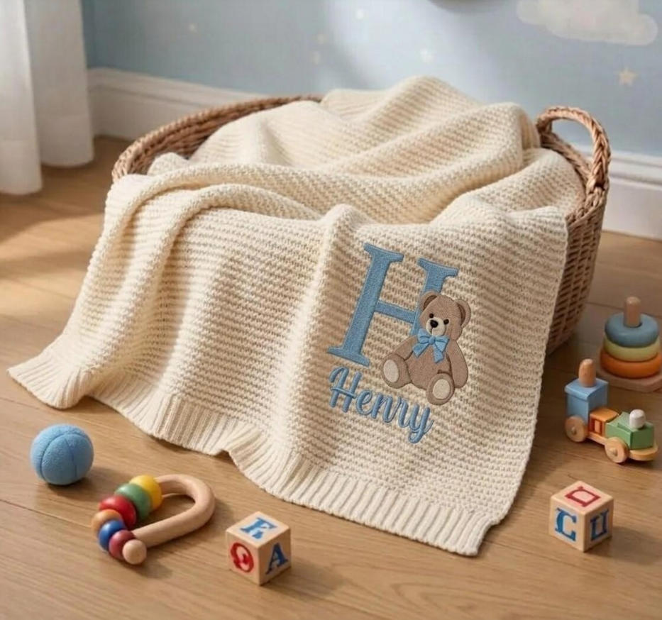 Nom brodé Baby tricoté coton Nap Personnalité Canapé Blanket