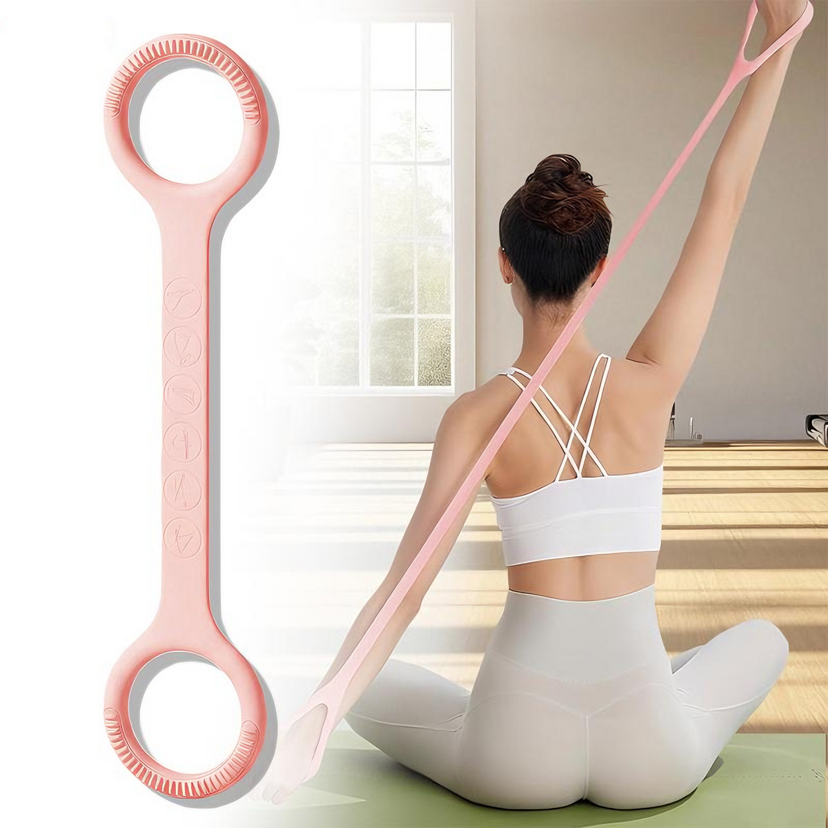 1PC 8-Shape Silicone Yoga Resistance Band - Elastic Fitness Stretching Rope