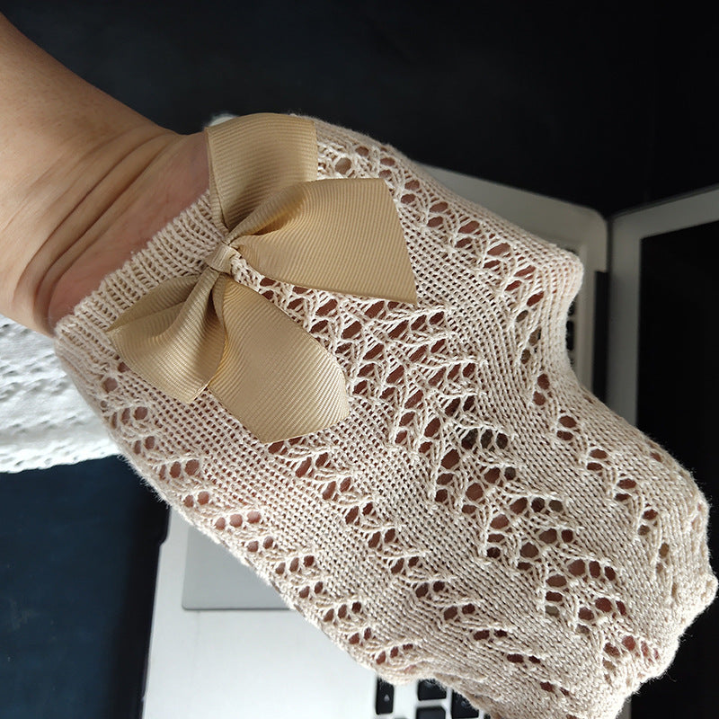 Chaussettes de longueur moyenne en maille de couleur solide pour enfants avec boucles amovibles