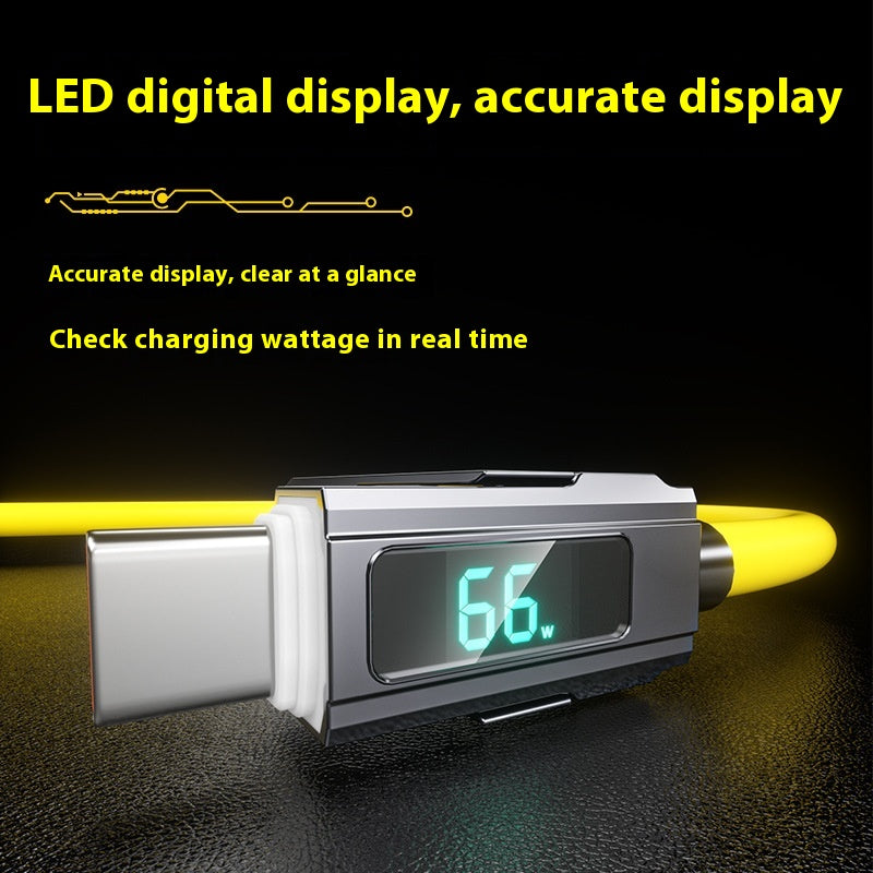 Ligne de données d'affichage numérique Typec Ligne de charge rapide PD en silicone quatre en un