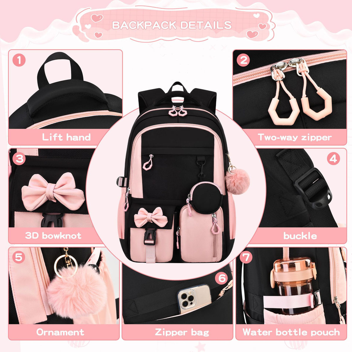 Simple Three-Piece Backpack Set for Primary and Secondary School Students