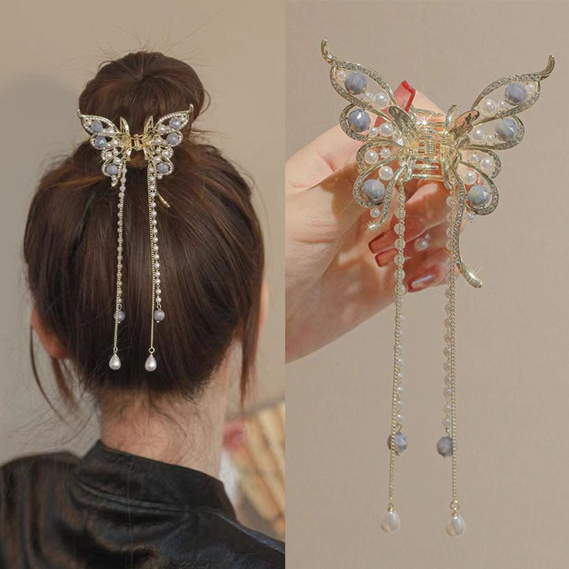 Mode femme Tempérament Bow Tassel Grab Clip