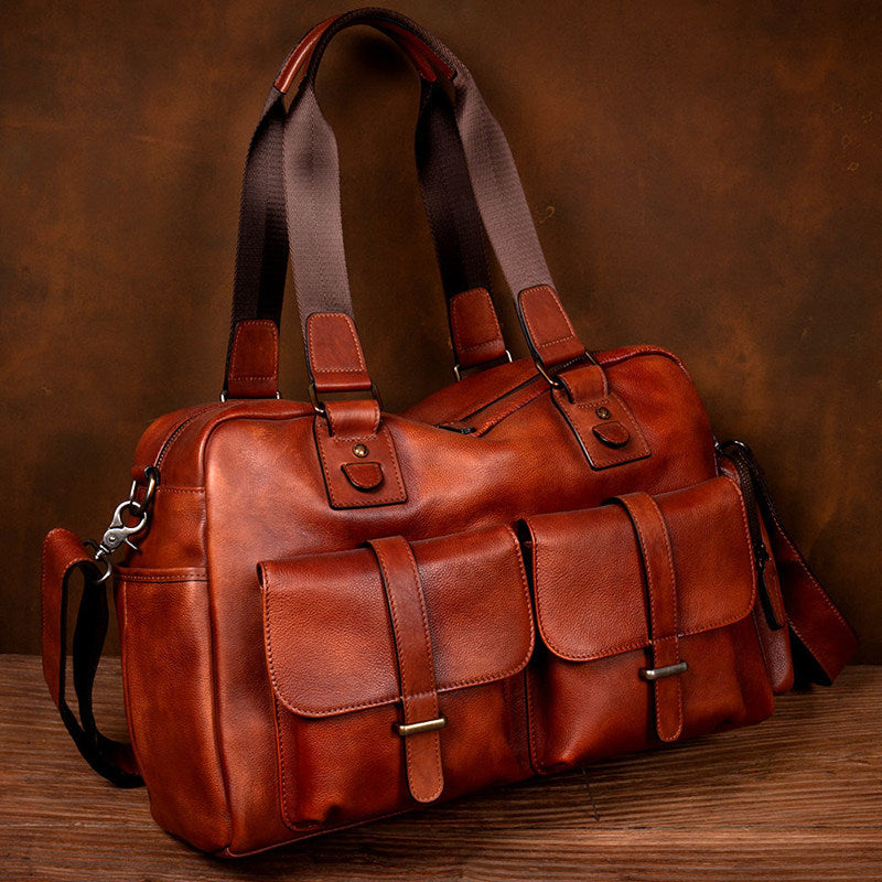 Grand sac en cuir vintage en cuir avec une grande capacité