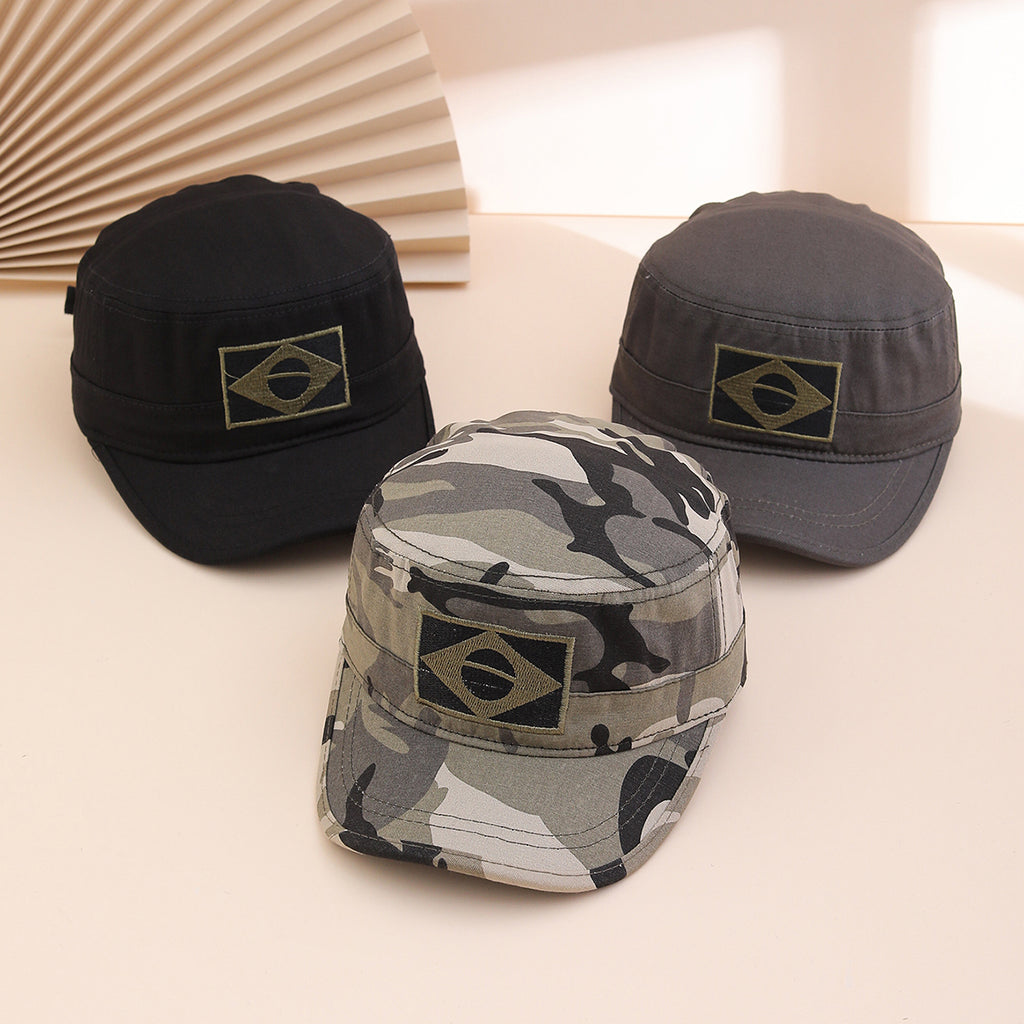 Casquette de baseball à sommet plat avec drapeau brésilien brodé