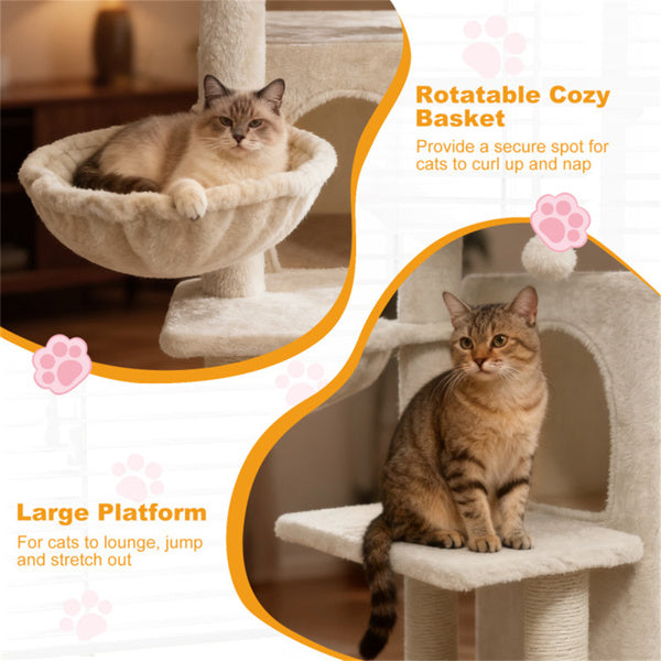 Arbre Cat multi-niveaux Beige 33.5 pouces avec condo 2-Tier