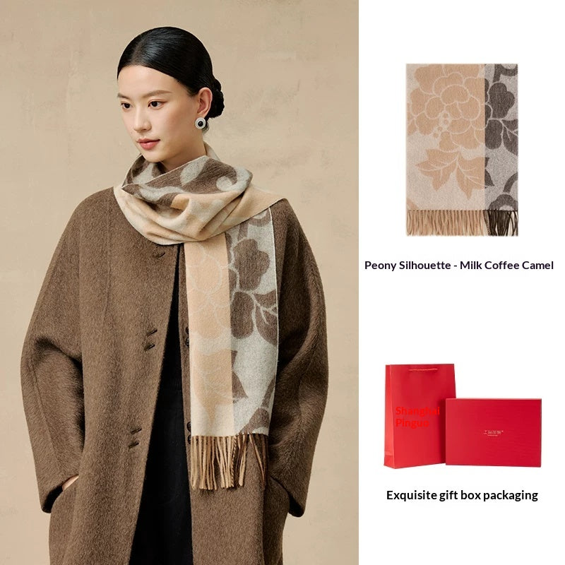 Femmes Merino Laine Jacquard Épaisseur haut de gamme Col d'hiver chaud