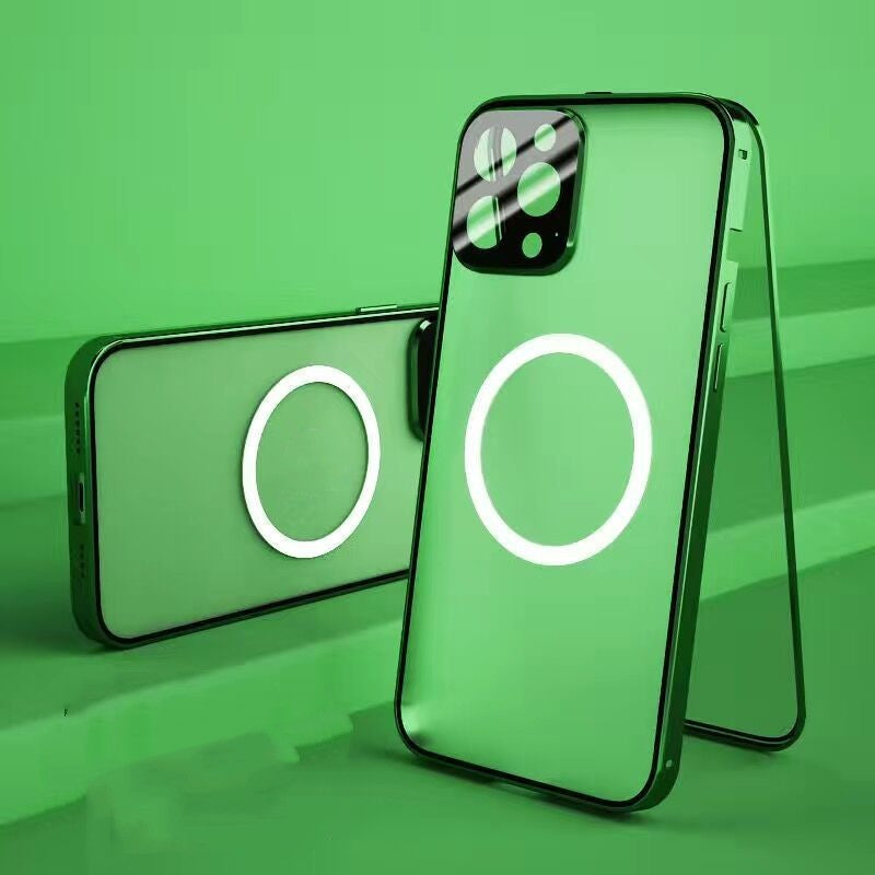 Boîtier de téléphone Magsafe magnétique tout compris Double face verre anti-chute Shell