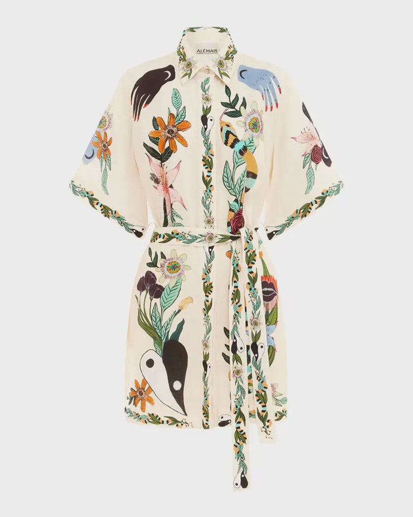 Robe à manches courtes à tailler en dentelle lisse