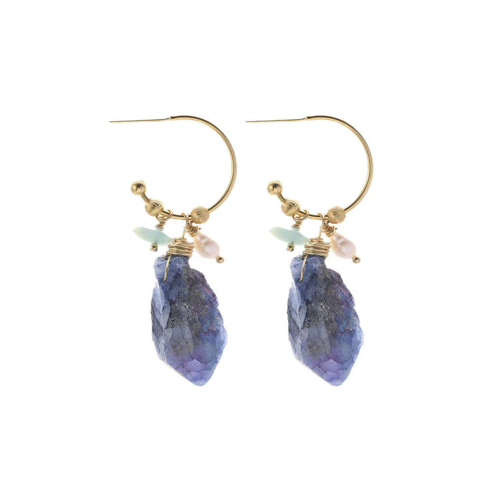 Femmes Boucles d'oreilles naturelles kyanite perle