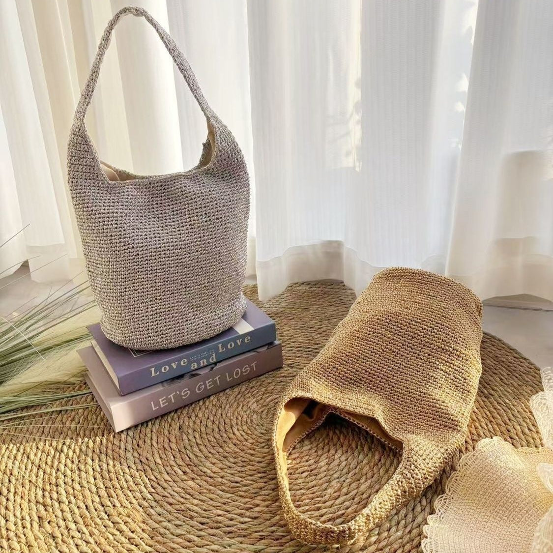 Tabouret tissé à la main pour les vacances à grande capacité et sac de transport tissé