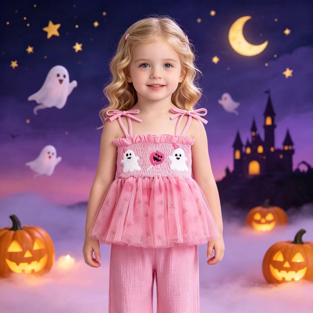 Filles d'un an Romper couleur pêche et robe de strap pour son premier anniversaire