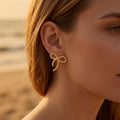 Boucles d'oreilles européennes et américaines tendance Chanel-Style Bowknot pour les femmes