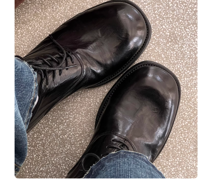 Chaussures de navette en cuir élégant en cuir fumé