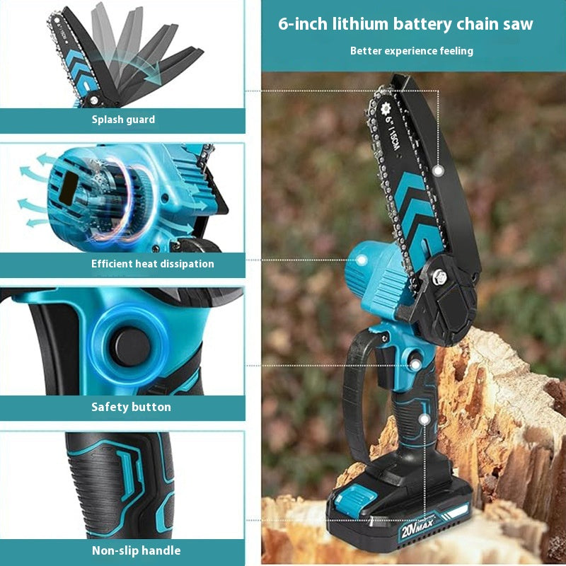 Sciage à chaîne de lithium de 6 pouces Sciage de coupe de bois Ménage Mini rechargeable