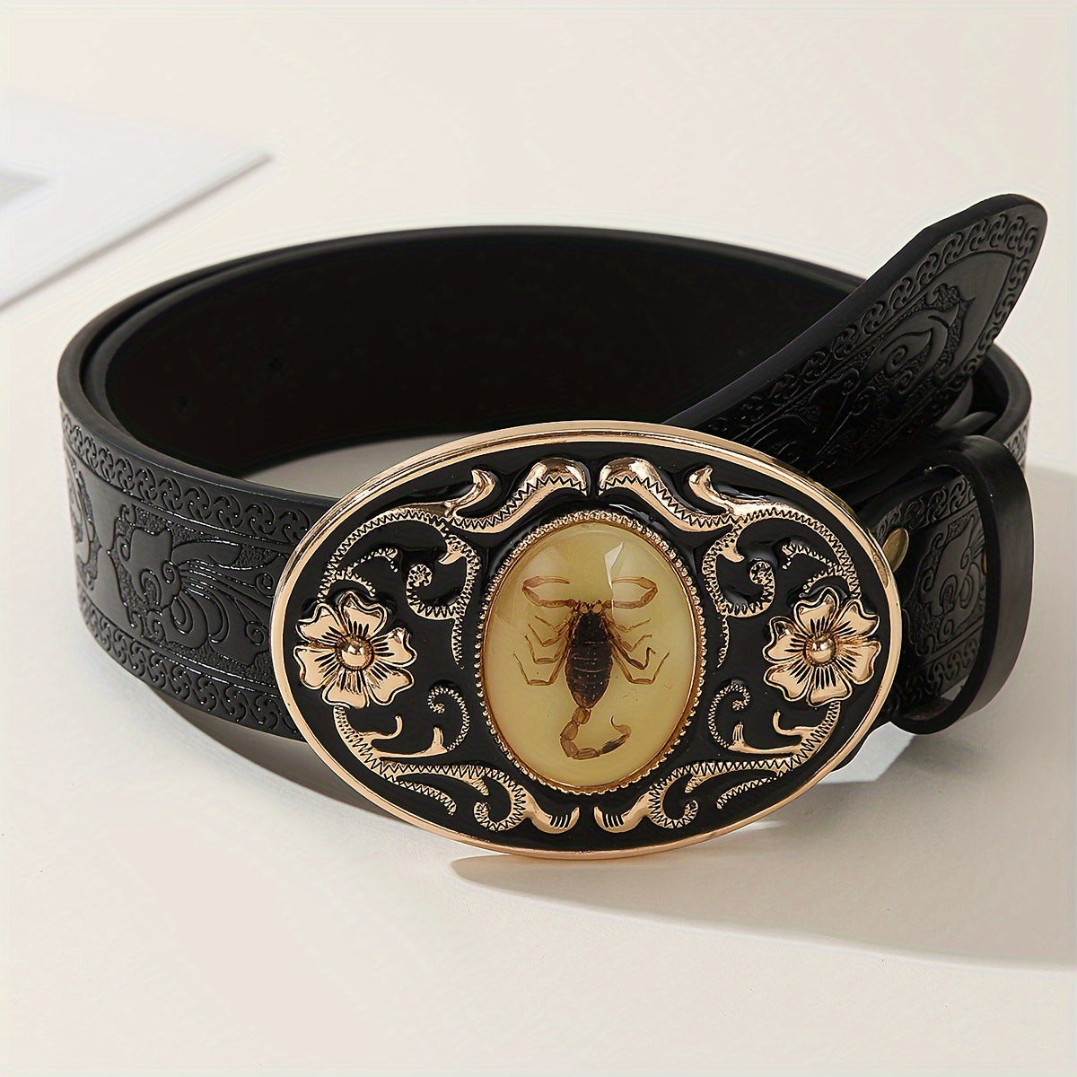Ceinture créative en cuir de scorpion pour hommes