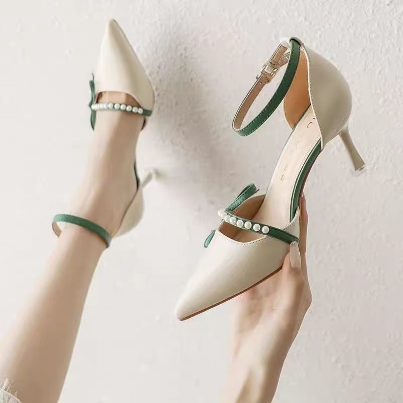 Femmes Été Confortable Versatile Une Sangle Nichée Pompes Français Stiletto Talons de bride