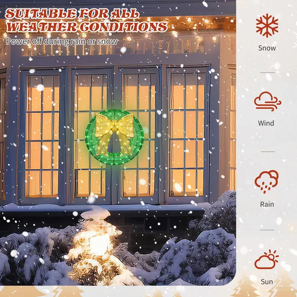 24en décoration de couronne de Noël extérieure pré-éclairée