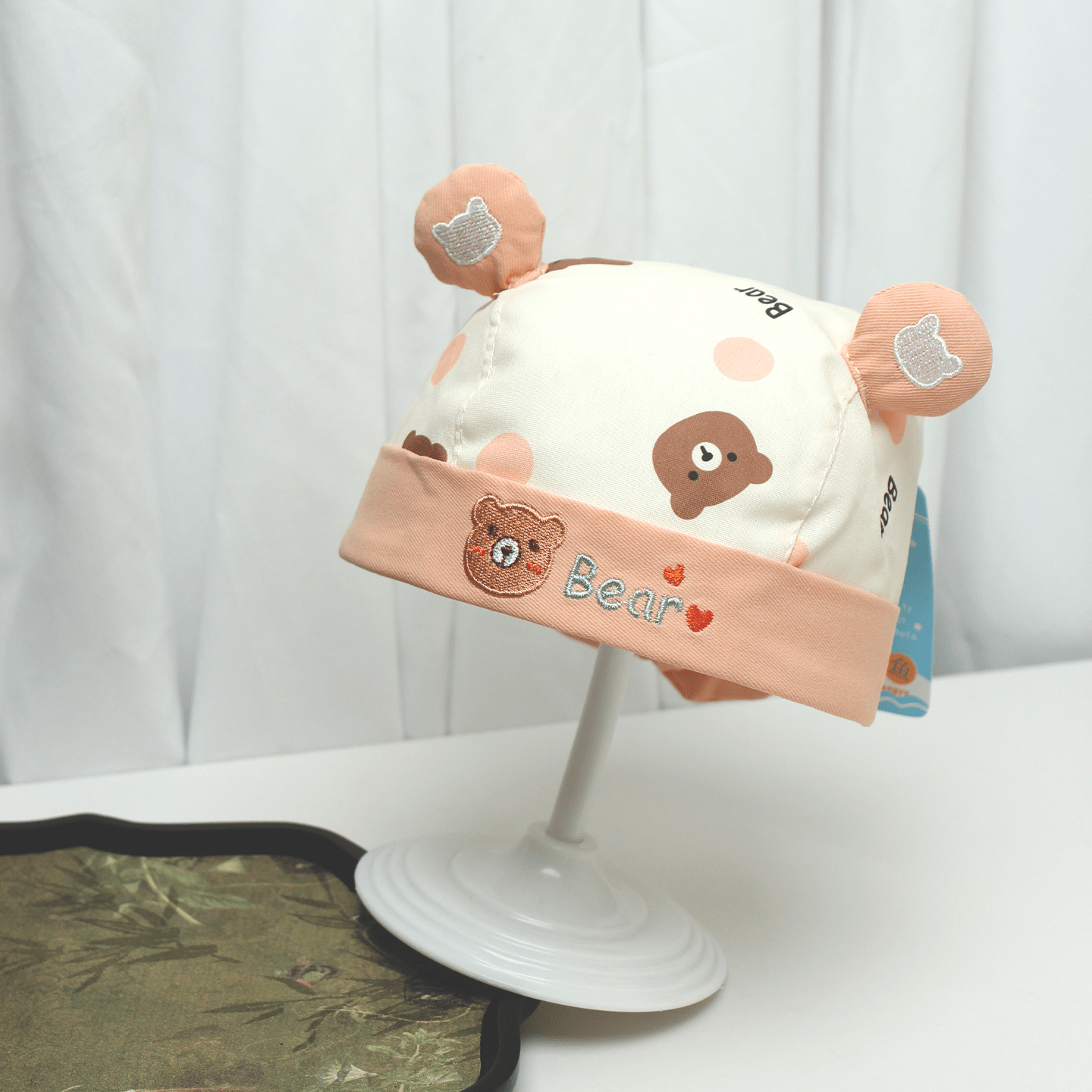 Été Baby-style tête d'ours de dessin animé brodé trois dimensions oreilles rembourrées Soft Top Com