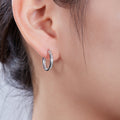 S925 Argent Sterling 38pcs Moissanite Huggie Boucles d'oreilles Hoop pour femmes 16,5mm Plaque platine