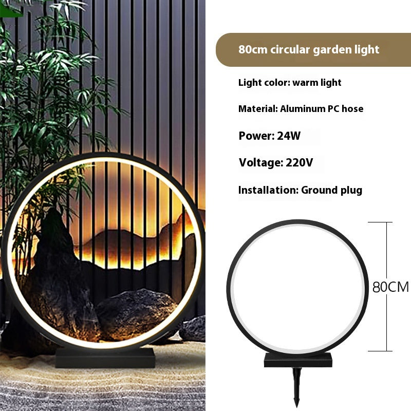 Courtyard pelouse lampe extérieur étanche simple anneau rond lampe de paysage