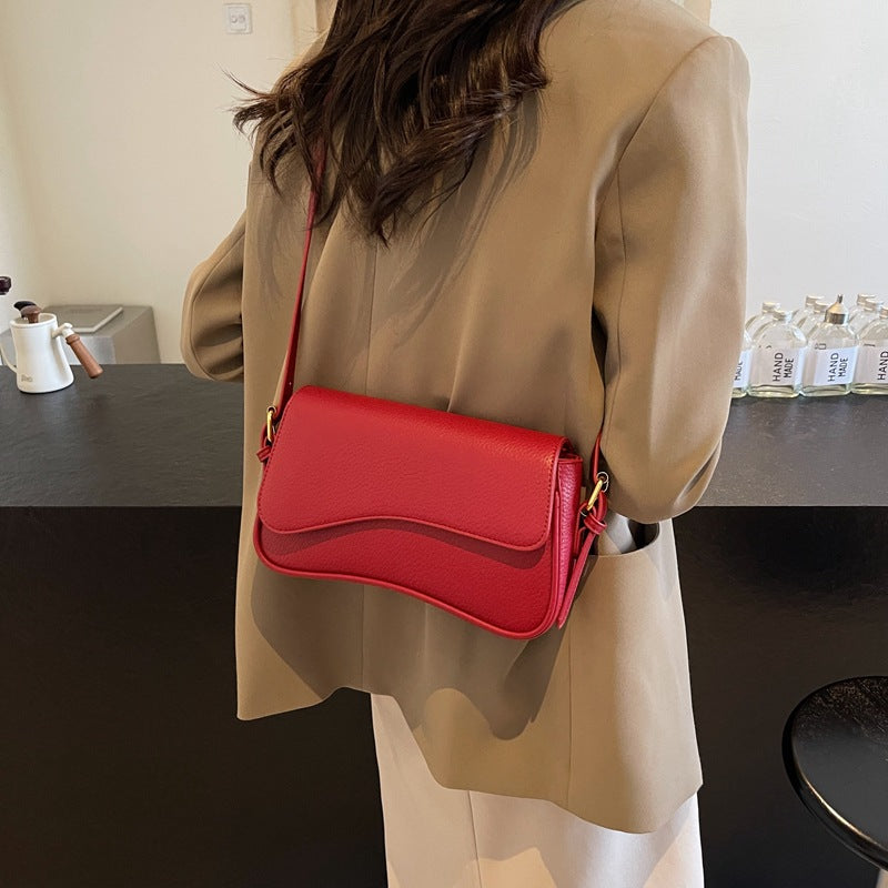 Sac transversal élégant à épaule unique de couleur solide rétro