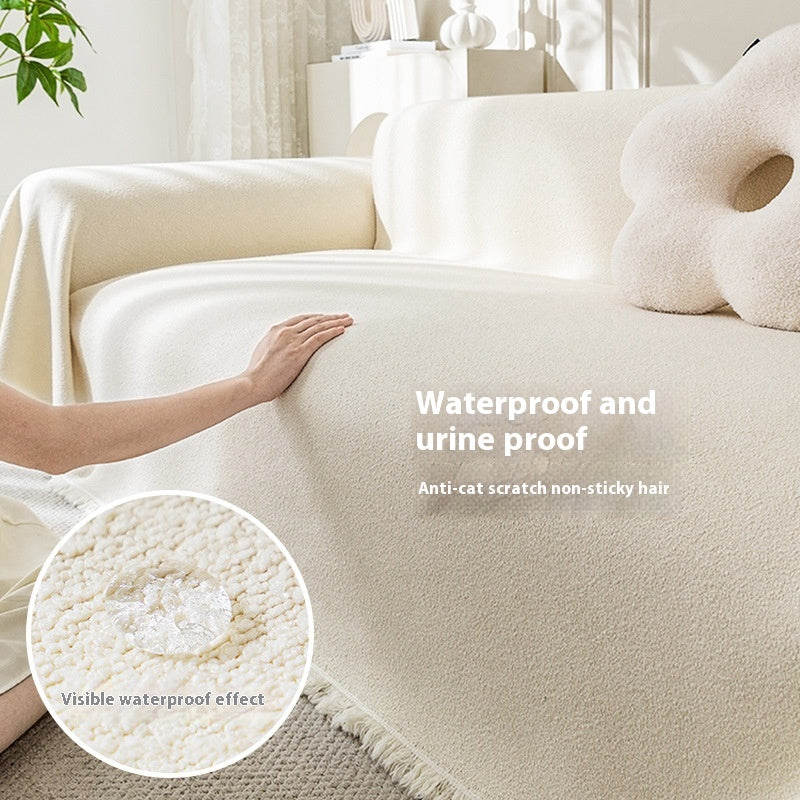 Sets de housse de canapé imperméable Teddy Plush de serviettes quatre saisons universel antidérapant