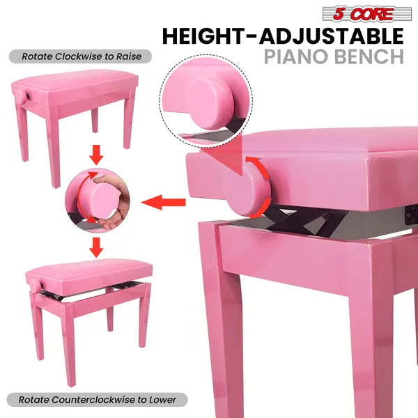5 Core réglable banc de piano épaisseur 3,25" Clavier en bois massif Tabouret