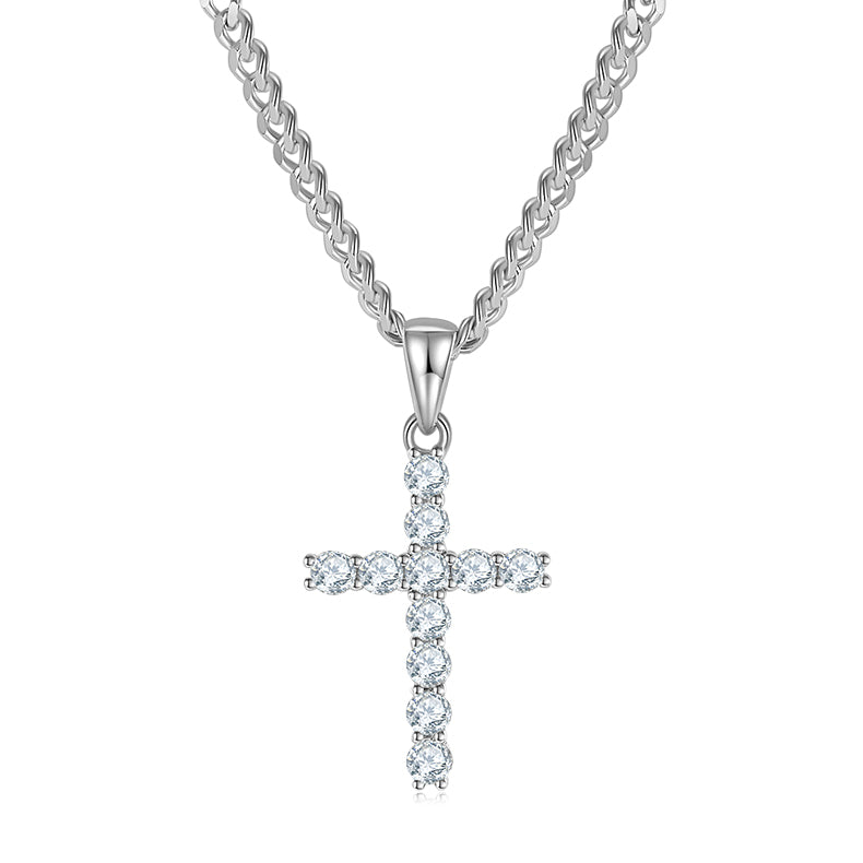 S925 Argent Sterling D Couleur VVS1 Moissanite Cross Pendentif Non Chaîne 1.6g Platine plaqué G