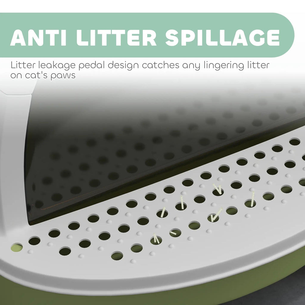 Boîte à litière pour chat vert avec couvercle