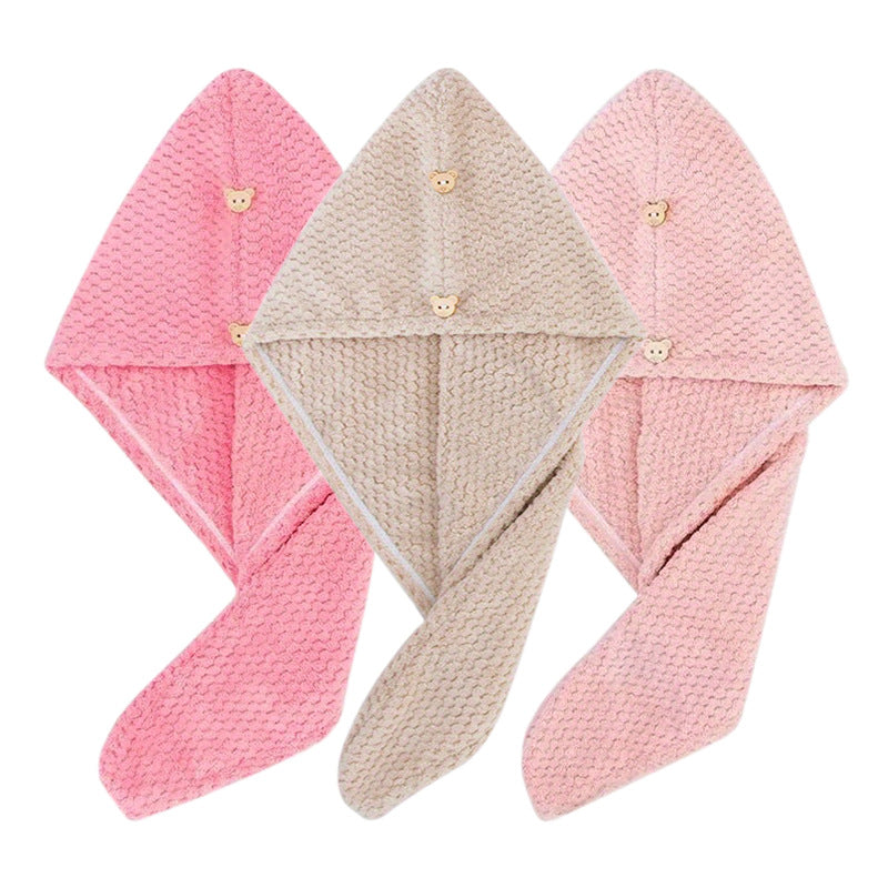 Femmes Coral Fleece Coiffure de séchage Cap Hautement Absorbant Séchage rapide Ananas Serviette de Weave Fo