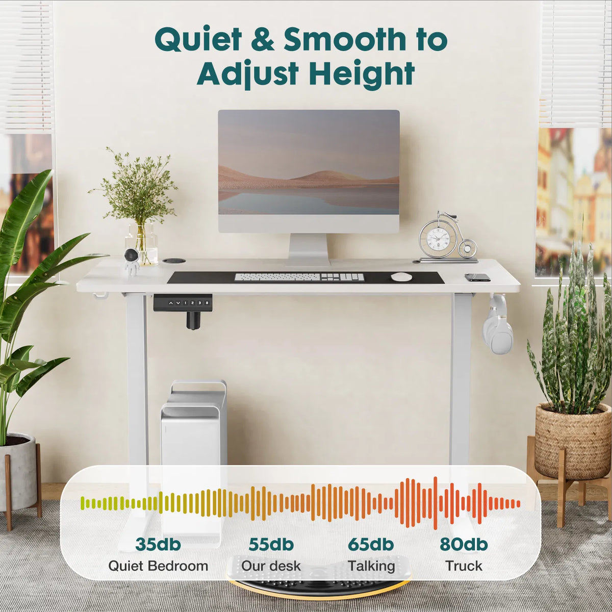 Table ergonomique réglable en hauteur avec support métallique en T
