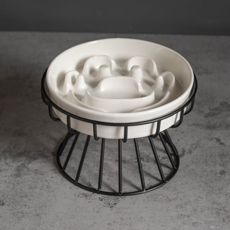 Bol en céramique à alimentation lente avec support de protection cervicale pour les chiens